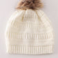 Ivory pompom cable beanie