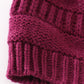 Violet pompom cable beanie