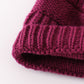 Violet pompom cable beanie