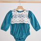 Teal velvet lace girl bubble