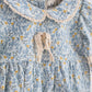 Blue floral corduroy lace bubble