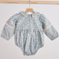 Blue floral corduroy lace bubble