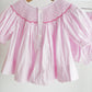 Pink christmas tree hand smocked bloomer set
