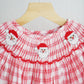 Red christmas santa claus hand smocked plaid dress