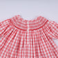 Red christmas santa claus hand smocked plaid ruffle pants set