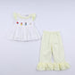 Mustard character hand smocked ruffle pants set