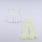 Mustard character hand smocked ruffle pants set