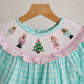 Mint christmas nutcracker hand smocked gingham dress