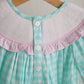 Mint christmas nutcracker hand smocked gingham dress