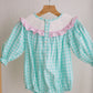Mint christmas nutcracker hand smocked gingham bubble