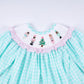 Mint christmas nutcracker hand smocked gingham ruffle pants set