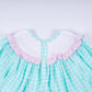 Mint christmas nutcracker hand smocked gingham ruffle pants set