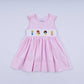 Pink princess hand smocked plaid dress