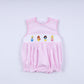 Pink princess hand smocked plaid bubble