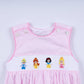 Pink princess hand smocked plaid bubble