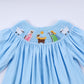 Blue nativity hand smocked ruffle pants set
