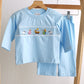 Blue nativity hand smocked pants set
