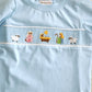 Blue nativity hand smocked pants set