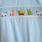 Blue nativity hand smocked romper