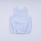 Blue character hand smocked gingham bubble