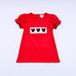 Red character hand smocked dress