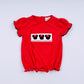 Red character hand smocked bubble