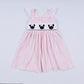 Pink character hand smocked gingham ruffle dress
