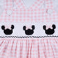 Pink character hand smocked gingham ruffle dress