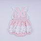 Pink character hand smocked gingham ruffle bubble