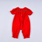 Red christmas tree hand smocked romper