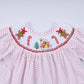 Red gingerbread hand smocked ruffle pants set