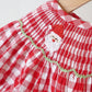 Red chrismtas santa tree reindeer hand smocked gingham romper