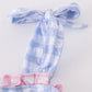 Blue seersucker gingham one-piece girl swimsuit