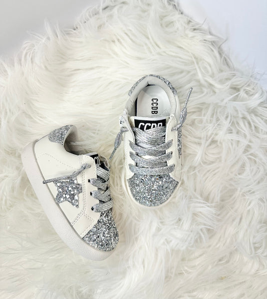 Silver sparkle kids sneaker