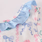 Blue floral bow ruffle shorts set