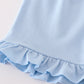 Blue floral bow ruffle shorts set