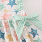 Blue seashell bow ruffle dress