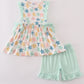 Blue seashell bow ruffle shorts set