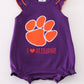 Purple I love clemson applique ruffle bubble