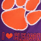 Purple I love clemson applique bubble
