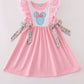 Pink floral character applique ruffle dress