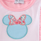 Pink floral character applique ruffle dress