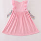 Pink floral character applique ruffle dress