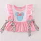 Pink floral character applique ruffle dress