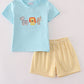 Blue animals applique shorts set