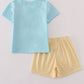 Blue animals applique shorts set