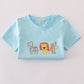 Blue animals applique shorts set