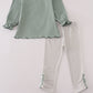 Sage turkey french knot ruffle pants set