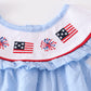 Blue Patriotic flag embroidery swiss dot girl set