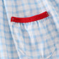 Blue flag embroidery gingham dress